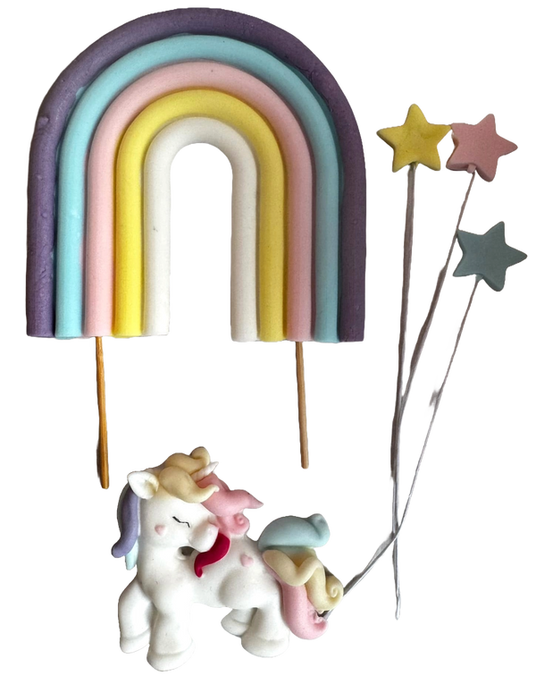 Set 5 decoratiuni comestibile din pasta de zahar, Unicorn Decoratiuni din Pasta de Zahar Nati Shop