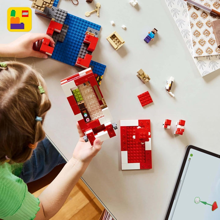 LEGO Minecraft The Mushroom Cow House, jucărie de construit pentru jocul video, model în țara ciupercilor cu minifigurine, Steve și alte personaje, set de joacă pentru băieți și fete de la 8 ani 21270 Seturi de constructie Besuche den LEGO-Store