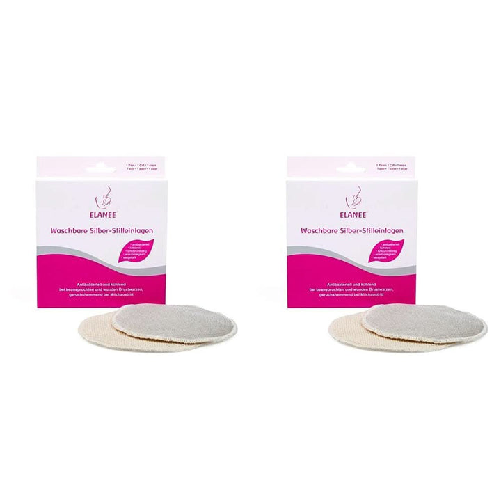 ELANEE Tampoane de alăptat, argintii, antibacteriene și lavabile - Moi și răcoritoare Accesorii Hrana si Alaptare Bebe Naty Shop 2 bucăți (pachet de 2)