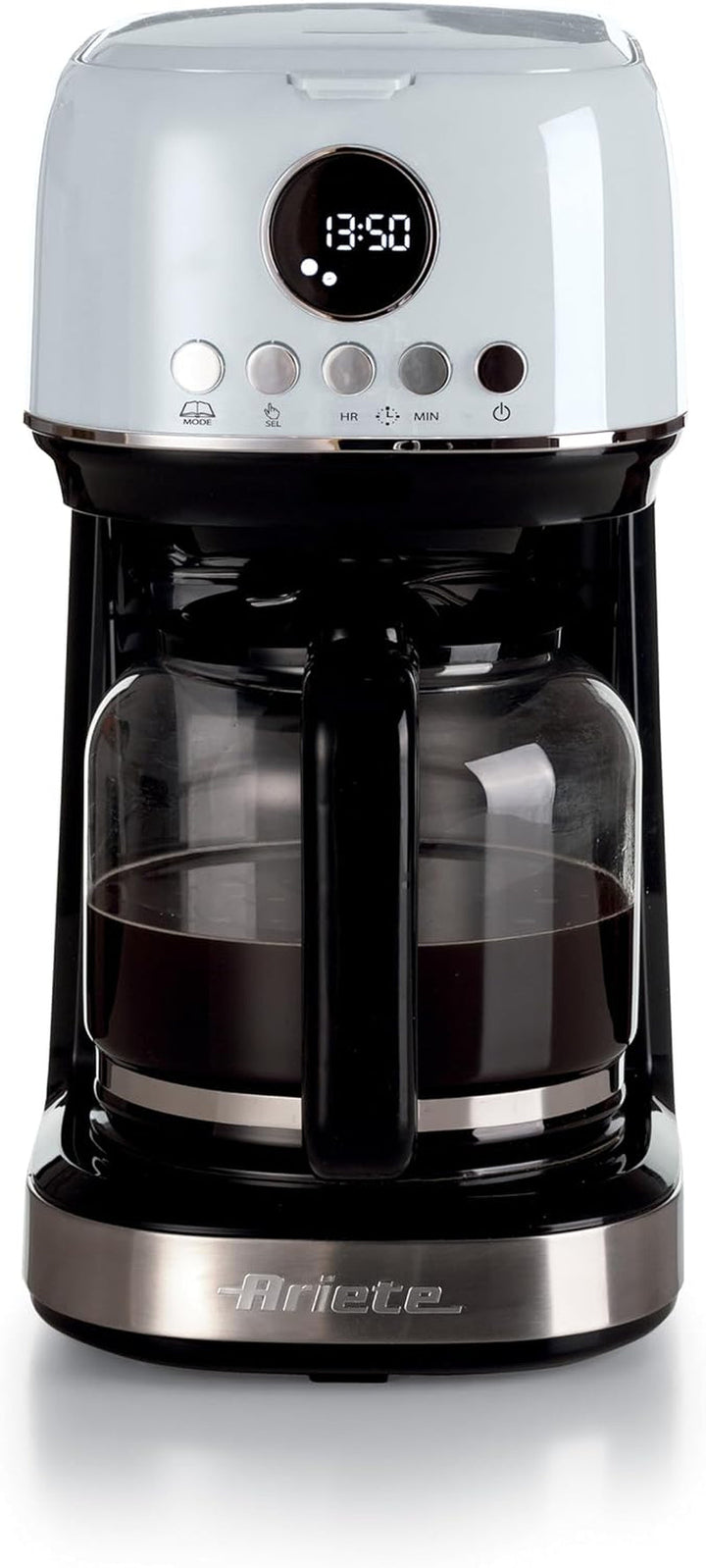 Ariete, Espressor cu Râșniță de Cafea Moderna 1318, Cafea Autentică, Filtru pentru 1 sau 2 Cești, Maxi Cappuccino, Oprire Automată, Râșniță de Cafea cu Capacitate de 250 g, Alb
