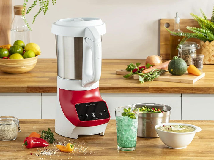Soup&Plus LM924500 Standmixer, 1100 W, Schüssel 2 L, Edelstahlklingen, 3 Automatische Programme, Manueller Modus, Perfektes Mixen, Suppen, Smoothies, Eussies, Made in France, Soup&Plus Mama si Copilul Naty Shop