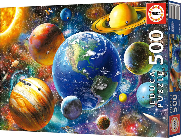 Educa - Puzzle 500 piese pentru adulti | Sistem solar, puzzle 500 piese pentru adulti si copii de la 11 ani, planete, spatiu, spatiu (18449) Puzzle Naty Shop