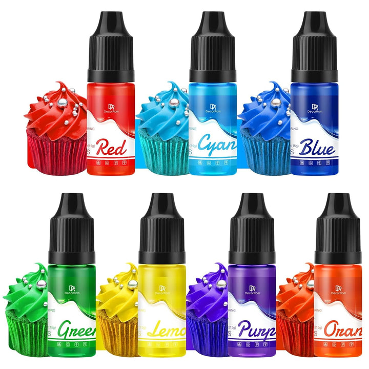 Colorant alimentar gel - 7 x 15 ml Coloranți alimentari concentrați în culorile curcubeului pentru decorarea torturilor, copt, fursecuri, macaroane - Colorant alimentar fără zahăr pentru băuturi, decorarea torturilor, slime DIY