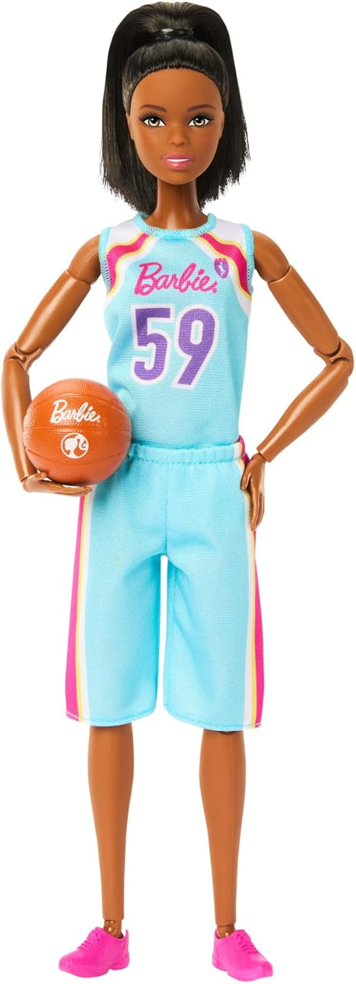 Păpușă Barbie Made to Move și accesorii, boxer brunetă cu echipament sportiv detașabil cu mănuși de box, 22 de articulații mobile, HRG40 Papusi Naty Shop Jucător de baschet