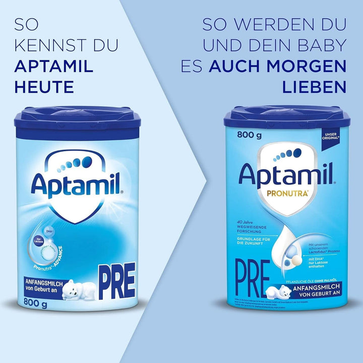 Aptamil Pronutra PRE - Lapte inițial de la naștere, cu DHA, doar lactoză, fără ulei de palmier, mâncare pentru copii, lapte praf, 800 grame Mama si Copilul Naty Shop