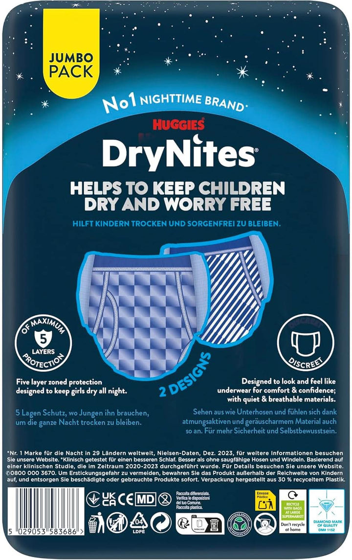 Scutece de noapte Huggies Drynites, pentru baieti de la 13 la cca 17 ani (48-60 kg), 33 bucati (3X11), pachet lunar jumbo Mama si Copilul Naty Shop