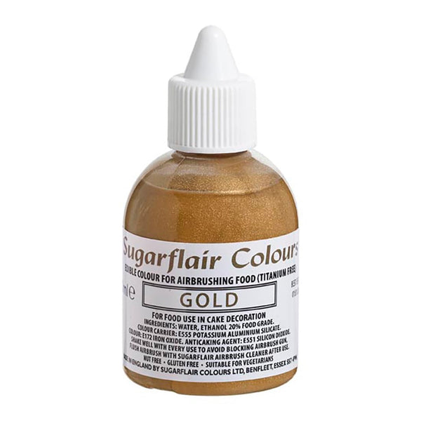 Sugarflair Airbrush, colorant alimentar pentru aerograf (airbrush), Gold, 60 ml Coloranti Alimentari Naty Shop Default Title