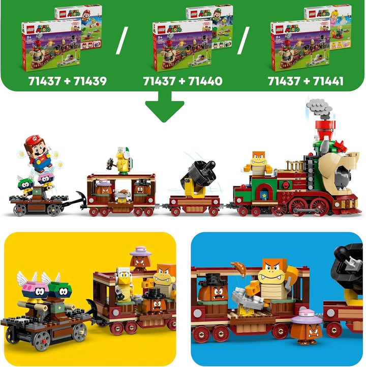 LEGO Super Mario Trenul Express Bowser, set de joacă de aventură pentru copii cu Hammer Brother, 2 Gumbas și 2 Parapunctures, cadou Nintendo pentru băieți, fete și gameri 71437 Seturi de constructie Besuche den LEGO-Store