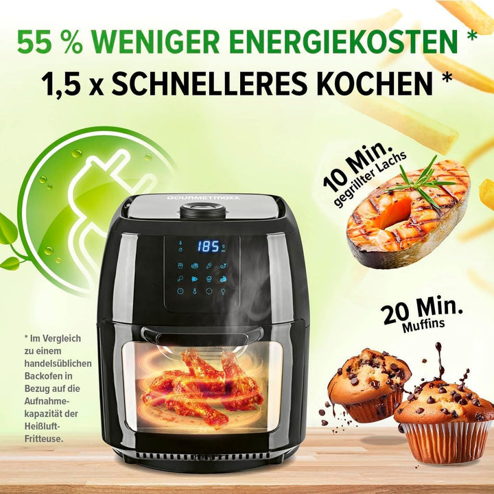 Gourmetmaxx Friteuză digitală cu aer cald XXL, 9 litri, 8 programe, 1800 W Electrocasnice Naty Shop