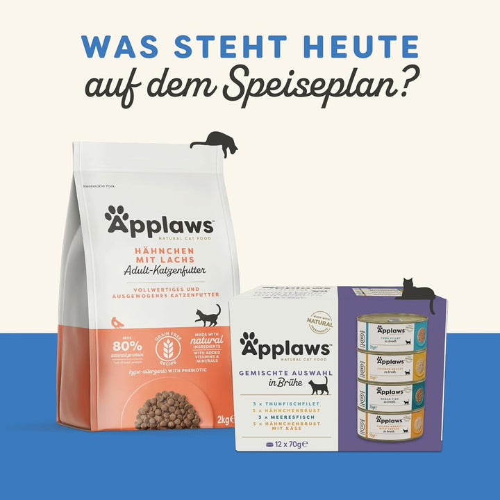 Applaws 100 % hrană umedă naturală pentru pisici adulte, sortiment de pește în sos Multipack, cutii de 12 × 70 g