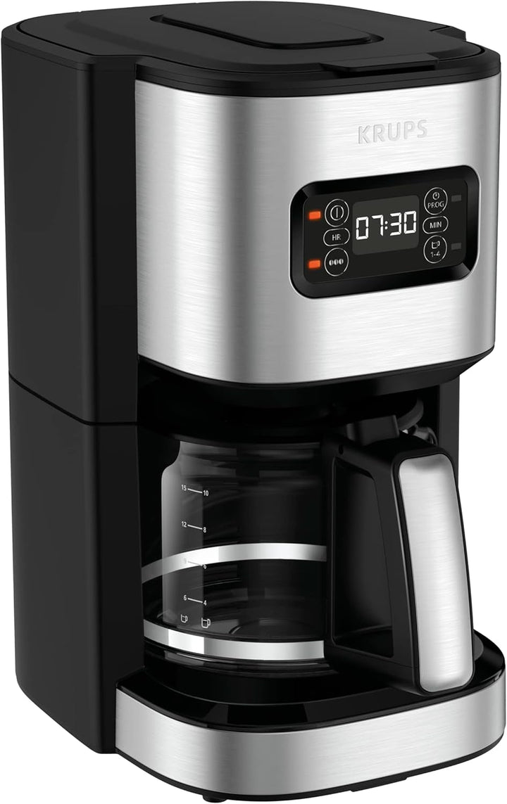 Krups F30908 Proaroma Espressor cu filtru și carafă din sticlă, capacitate 1,25 l, 10-15 cești, 1050 W, negru