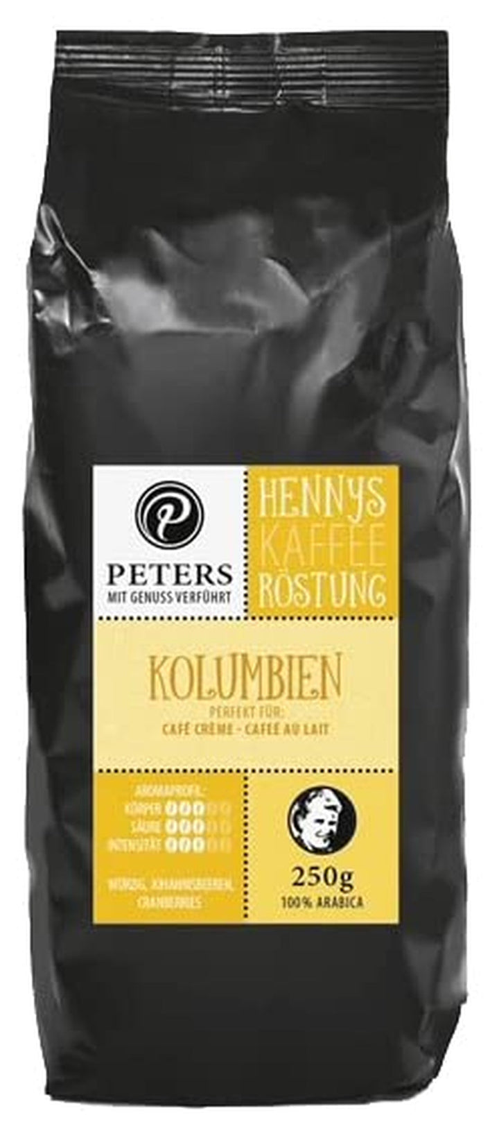Peters, Boabe de cafea Arabica, Ideal pentru mașini complet automate Cafea Naty Shop 250 grame Columbia