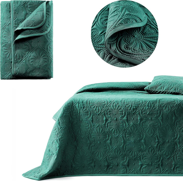 ROOM99 Leila Cuvertură de pat elegantă în crem 240 X 260 Cm Cuvertură de pat versatilă ca cuvertură de pat sau canapea Pătură de aruncare pentru pat și canapea Stil de cuvertură Ideal ca cuvertură de pat Paturi si Cuverturi Besuche den ROOM99-Store Verde închis 220X240