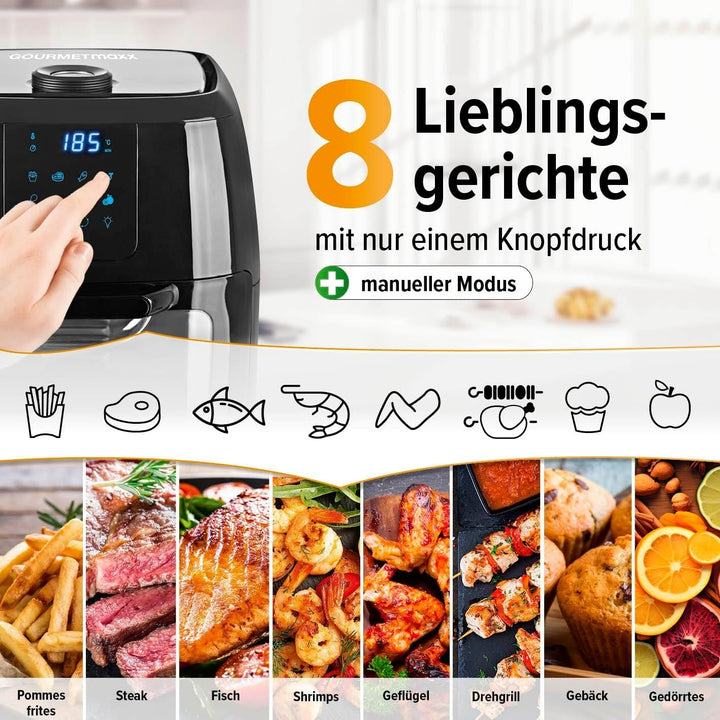 Gourmetmaxx Friteuză digitală cu aer cald XXL, 9 litri, 8 programe, 1800 W Electrocasnice Naty Shop