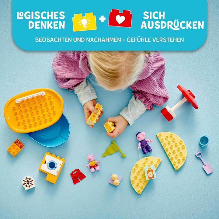 LEGO DUPLO Peppa's Boat Trip: Set de joacă cu barcă de jucărie pentru a construi și reconstrui cu 2 figuri, jucărie creativă, idee de cadou pentru copii de la 2 ani, băieți și fete 10432 Seturi de constructie Besuche den LEGO-Store