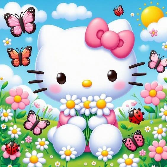 Imagine comestibila, vafa sau icing, format A4, Hello Kitty Imagini comestibile Naty Shop