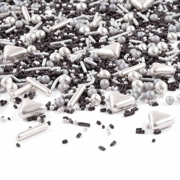 Streusel Glück Black Beauty, Mix Sprinkles Argintiu - Negru, 90 grame Sprinkles Naty Shop 90 grame
