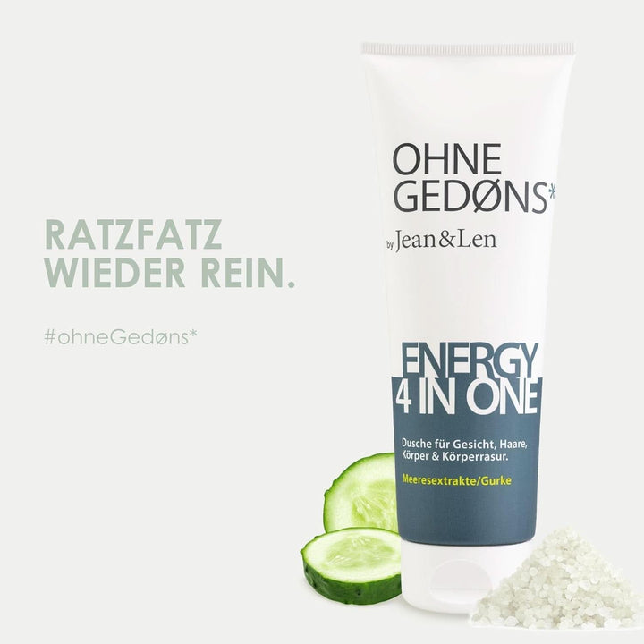 Jean & Len Energy 4 in1, Gel de duș pentru față, păr, corp și bărbierit, 250 ml Duș și baie Naty Shop