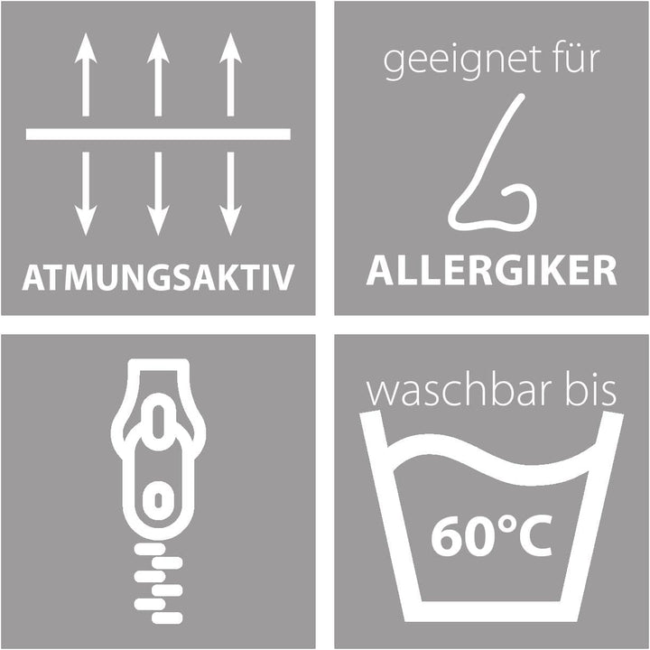 Traumnacht pernă confort cu capac din bumbac pur, pernă certificată Oeko-Tex cu fermoar, 80X80 Cm, Dezvoltat în Germania Perne standard Naty Shop
