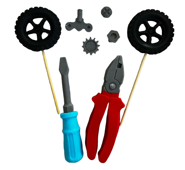 Set 8 decoratiuni comestibile din pasta de zahar, Mecanic Decoratiuni din Pasta de Zahar Naty Shop