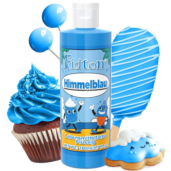 Lebensmittelfarbe Gel - Fidton 12 Farben Hochkonzentrierte Lebensmittelfarben, Food Coloring Set Für Lebensmittel Farben, Fondant, Essbare Tortendeko, Eier Färben, Backen, Glasur, Makronen - 6 Ml Naty Shop 160 Ml (1Er Pack) Himmelblau