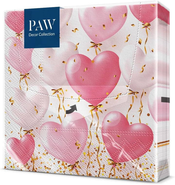 PAW - Șervețele 3 straturi (33 X 33 Cm) I 20 de bucăți I Perfect pentru petreceri, zile de naștere, sărbători I Decorațiuni de masă pentru petreceri pentru copii - Șervețele de hârtie colorate cu motiv - fotbal I minge de fotbal (pachet cu 2)