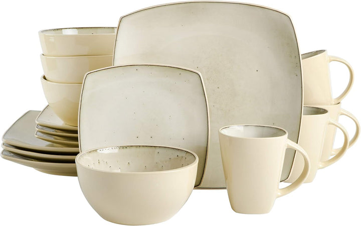 Set de veselă din ceramică cu smalț reactiv pentru 4 persoane, 16 bucăți Seturi vesela masa Naty Shop Taupe pătat Serviciu pentru 4 persoane (16 bucăți)