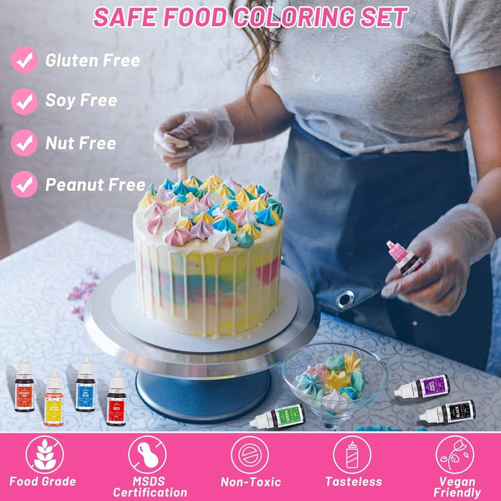 Lebensmittelfarbe 8X10Ml – Flüssige Hochkonzentrierte Lebensmittelfarbe Set Zum Backen, Kuchen, Kekse, Glasur, Macaron, Fondant – Lebendiger Lebensmittelfarbstoff Für DIY Seifen Schleim Kunsthandwerk Naty Shop