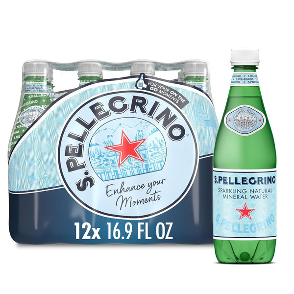 S.Pellegrino Sparkling Natural Mineral Water, Plastic Bottles, 16.9 Fl Oz (Pack of 12) Apa USA Naty Shop Natural 16.9 Fl Oz (Pack Of 12)