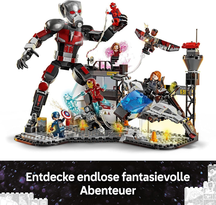 LEGO Marvel Captain America: Civil War Action Duel - Set de joacă pentru supereroi cu 8 minifigurine - Set de construcție și joacă cu avion de jucărie - Cadou pentru băieți și fete 76314 Seturi de constructie Besuche den LEGO-Store