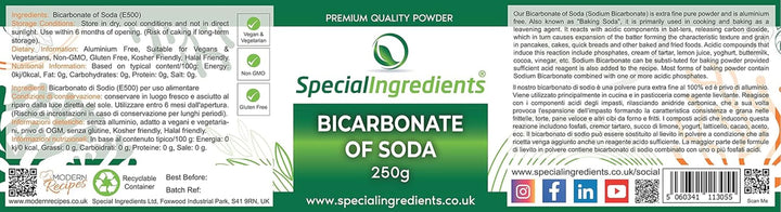 Special Ingredients Natriumbikarbonat - Premium Qualität Extra Feines Pulver, Vegan, Gvo-Frei, Glutenfrei - Recycelbarer Behälter Bucatarie Naty Shop