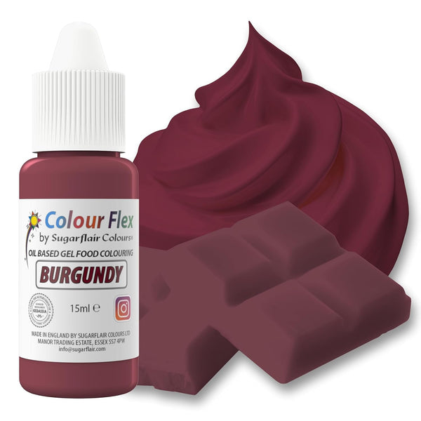 Sugarflair Colourflex Colorant alimentar pe bază de ulei Burgundy, liposolubil, 15 ml Coloranti Alimentari Naty Shop Default Title