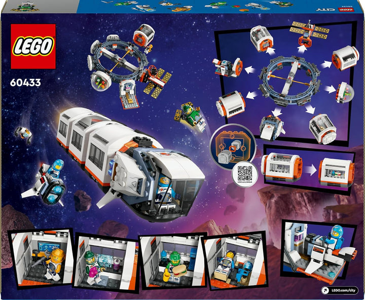 Stație spațială modulară LEGO City Space, model de navă spațială cu vehicule spațiale, cadou pentru copii, băieți și fete de la 7 ani, stație de cercetare modulară cu 6 figurine de astronauți 60433 Seturi de constructie Besuche den LEGO-Store