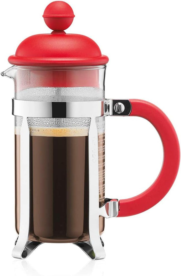 Bodum 1913-01 Cafetieră CAFFETTIERA (sistem French Press, filtru permanent din oțel inoxidabil, 0,35 litri) Negru Espressoare Besuche den Bodum-Store Roșu 3 Cupe