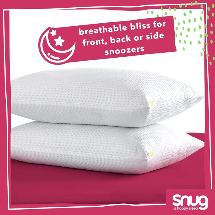 Pernă Snug Blissful Bedtime, calitate hotelieră de lux, suport mediu pentru cei care dorm în față, pe spate și lateral, ecologică, hipoalergenică și lavabilă la mașină, 2 bucăți Perne standard Naty Shop