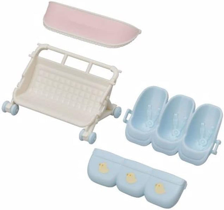 Sylvanian Families L5533 Cărucior pentru tripleți - casă de păpuși Playset Papusi Naty Shop