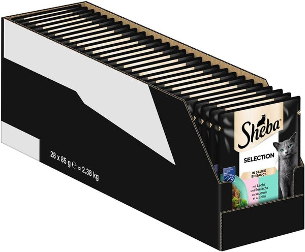 SHEBA Portion Pouch Hrană umedă pentru pisici Selection In Sauce With Salmon And Pollock Msc-Certified 28 X 85G