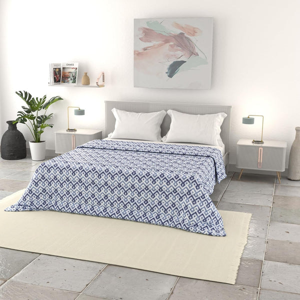 Lenjerie de pat italiană, cuvertură de vară de bază, microfibră imprimată, 250X240Cm, Rombi Plapumi si pilote Naty Shop Rombi 250X240Cm