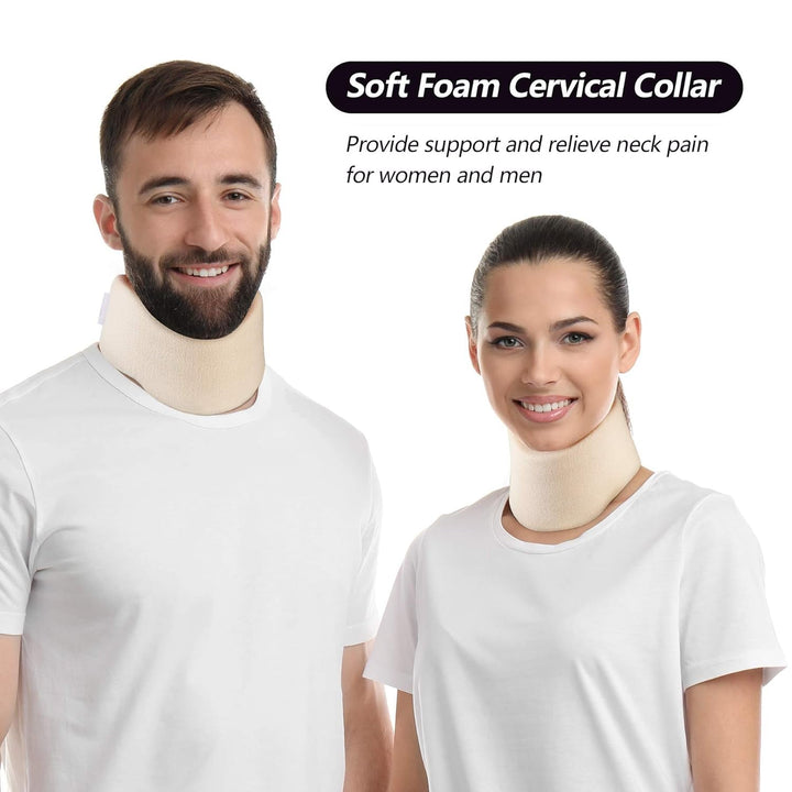 RESTCLOUD Suport pentru gât fabricat din spumă moale, colier universal, suport reglabil pentru gât pentru somn - ameliorează durerea de gât (alb, 6,4 cm guler adânc, M) Perne ortopedice cervicale Naty Shop