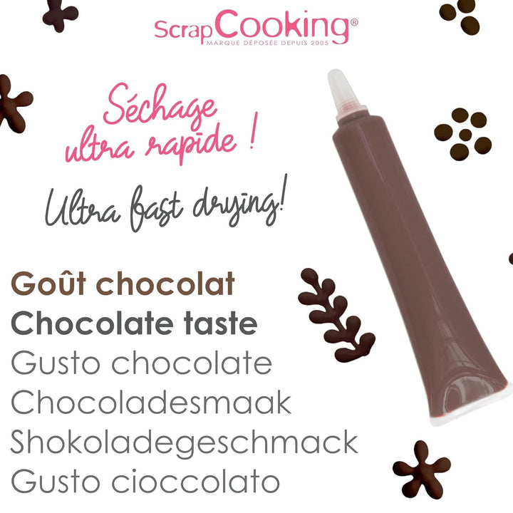 Scrapcooking - Schokoladenstift Braun - Zuckerschrift Schoko 25 G - Essbarer Dekorativer Zuckerstift - Schreiben Und Zeichnen - Beschriftung Von Fondant, Glasuren, Torten - 6801 Coloranti Alimentari Naty Shop