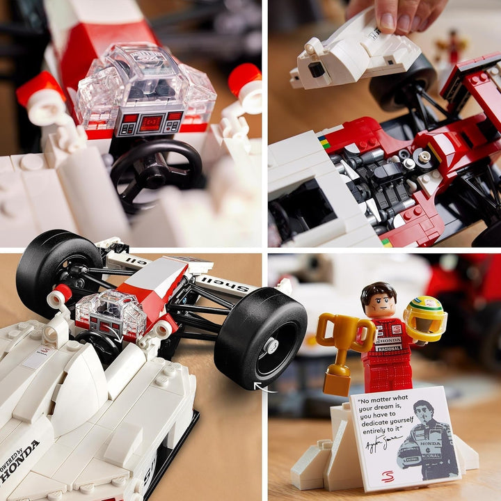 Set de mașini model LEGO Icons Mclaren MP4/4 & Ayrton Senna, kit de mașini de curse F1 pentru adulți cu mini-figură de pilot de curse, obiect de colecție, idee de cadou pentru bărbați, femei, el & ea 10330 Seturi de constructie Besuche den LEGO-Store