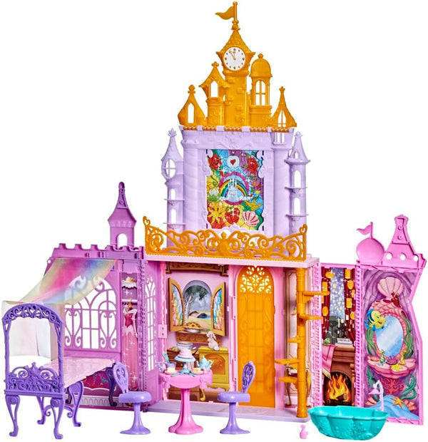 Castelul festiv al prințesei Disney pentru deplasare, casă de păpuși pliabilă cu mobilier și accesorii, pentru fete de la 3 ani Casute de papusi Naty Shop Titlu implicit