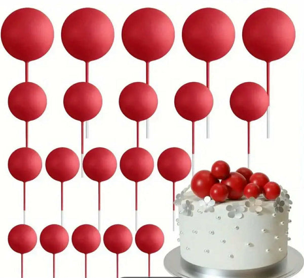Set 20 de sfere necomestibile tort, rosu mat