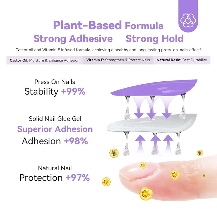 SAVILAND Fester Nagelkleber Gel: 30-Tage Lang Anhaltender Starker Nagelkleber Für Press on Nails Falsche Nagelspitzen 15Ml U V Nagelkleber 3D Gel-Nagelkunst-Kleber Für Verwendung Im Salon Zu Hause