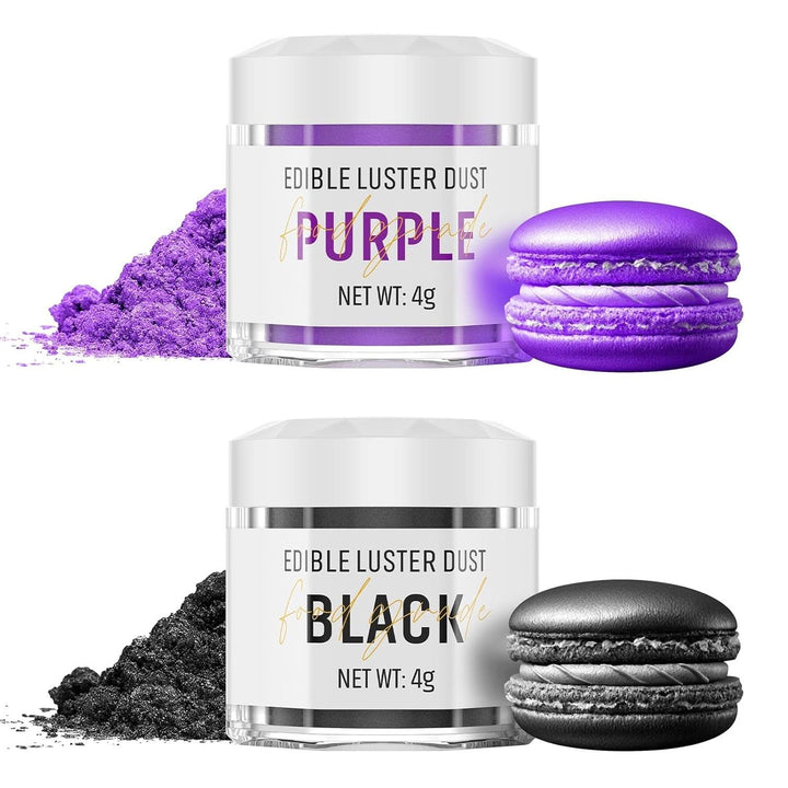 Glitter (sclipici) comestibil, pudra, set 2 culori, diverse nuante, 2 x 4 grame Coloranti Alimentari Naty Shop Violet + Negru