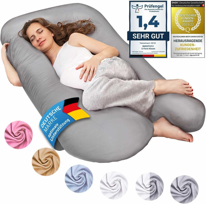 Pernă de sarcină SMOOTHY XXL, perna multifunctionala, Classic XXL, 150 X 80 cm, roz Accesorii Hrana si Alaptare Bebe Naty Shop Gri Classic XXL 150 X 80 Cm