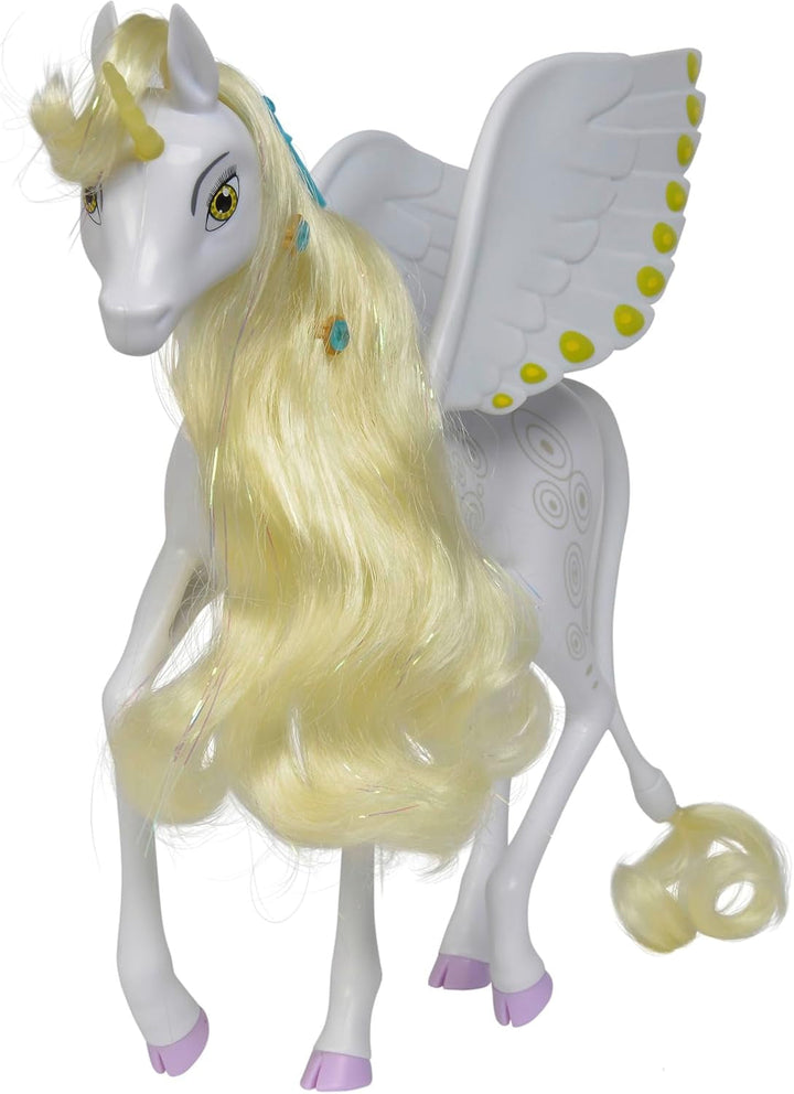 Simba 109480093 - Mia and Me Unicorn Onchao, Cu aripi mobile, agrafe de păr, perie pentru coafat, cal de joacă, ponei, Centopia, de la 3 ani, roz Papusi Naty Shop
