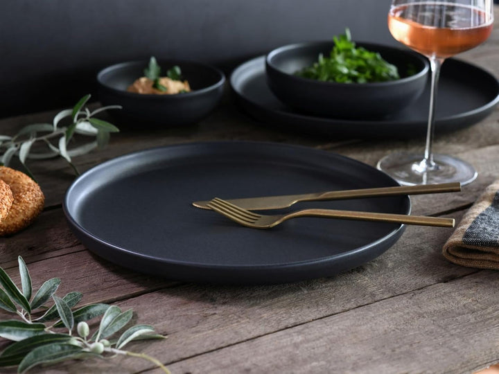 Creatable, 22979, Serie Uno BLACK, 12-Teiliges Geschirrset, Teller Set Aus Steinzeug, Spülmaschinen- Und Mikrowellengeeignet, Made in Portugal Seturi vesela masa Naty Shop