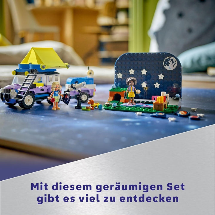 Set de vehicule de camping LEGO Friends Stargazer cu mașină de teren și telescop de jucărie, cadou de la 7 ani pentru fete și băieți, include figurile de joc Nova, Aliya și un câine 42603 Seturi de constructie Besuche den LEGO-Store