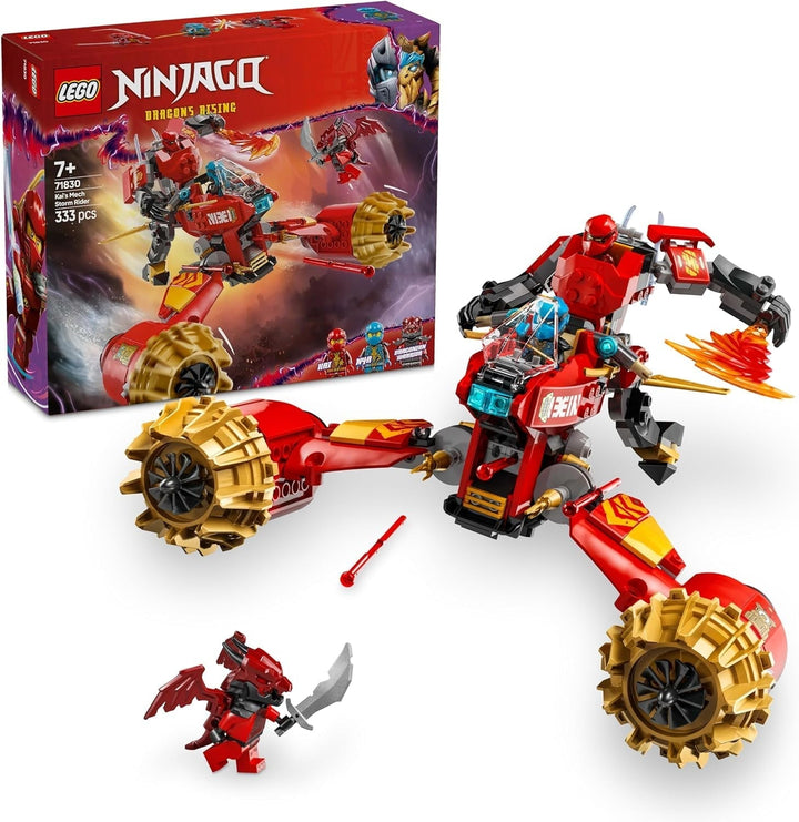 LEGO NINJAGO Kai's Storm Rider Mech - Jucărie motocicletă zburătoare cu 3 minifigurine - Mech cu cap, brațe și picioare mobile - Jucărie de construit - Cadou pentru băieți și fete cu vârsta de 7+ 71830 Seturi de constructie Besuche den LEGO-Store Titlu implicit